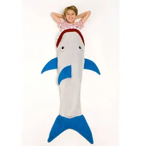 Kanguru Shark Couverture Polaire en Forme de Requin Enfant Fille, Cadeau Anniversaire Femme, Plaid Polaire, Couverture Enfant,Plaid canape, Sac de Couchage Enfant, Bleu, 50 x 142 cmVendu paramazon