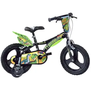 Carrefour Dinobikes Vélo Enfant Garçon 16 Pouces Dinosauri Freins sur Le Guidon Roues Amovibles Noir Vert pas cher