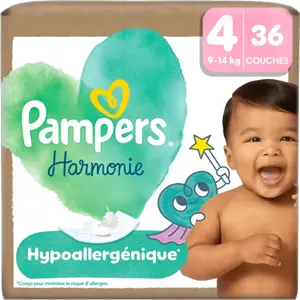 Pampers couches harmonie T4 9-14kg 36 couches pas cher