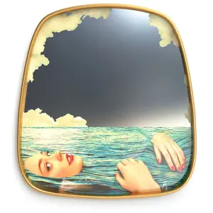 Seletti SELETTI Toiletpaper Miroir avec Cadre Doré Fille de la Mer pas cher