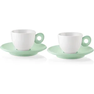 Guzzini - EVERYDAY Set de 2 tasses à café avec sous-tasses - Vert mauv...