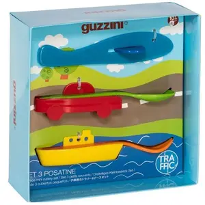 Guzzini - Bimbi, Set de 3 Couverts "Traffic", Couverts Enfants Colorés - Multicolore - 07750052