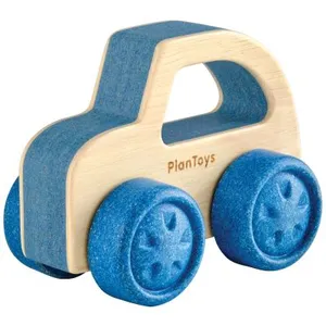 Plan Toys Ma première voiture en bois d'hévéa bleue pas cher