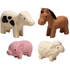 Jouet en bois Plan Toys 4 Figurines animaux de la ferme pas cher