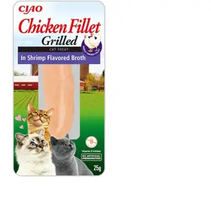 Inaba Kattensnack Grilled Chicken Garnalen Bouillon 25 gr pas cher