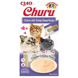 INABA Churu Sticks - Friandises pour Chats à Nourrir à La Main - Délicieux, Savoureux Snacks pour Chats - Poulet & Crevettes pas cher
