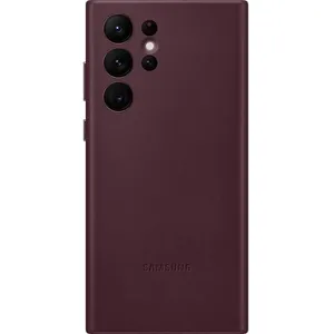 Coque en cuir pour Samsung Galaxy S22 Ultra Bordeaux pas cher