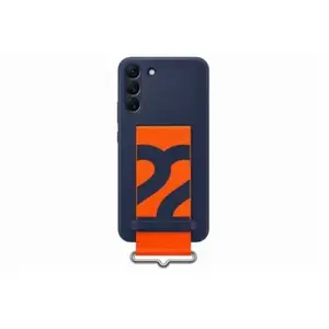 Coque en silicone avec laniere pour Samsung Galaxy S22+ Bleu marine pas cher