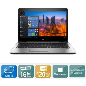 HP - Ordinateur Portable EliteBook 840 G3 - Core i5 - RAM 16Go - Stockage SSD 120Go - Reconditionné pas cher