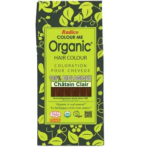 Radico COLOUR ME ORGANIC Light Brown / Lightbruin 100% Natuurlijke BIO ORGANIC 9-Kruiden Henna Haarverf Zonder Ammoniak PPD PTD met ECOCERT, HALAL, VEGAN 100g pas cher