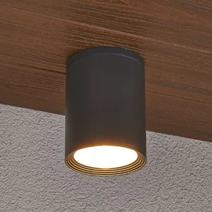 Lucande - plafondlamp - 1licht - aluminium, gehard glas - H: 14 cm - E27 - donkergrijs, transparant pas cher
