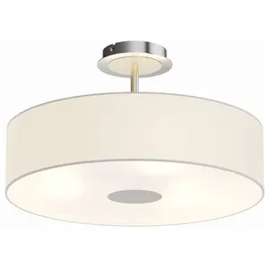 Lindby - plafondlamp - 3lichts - Stof, glas, metaal - H: 28 cm - E27 - wit, mat nikkel, chroom pas cher