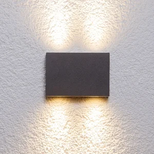 Lucande - LED wandlamp buiten - 4lichts - aluminium - H: 9 cm - grafiet - Inclusief lichtbronnen pas cher