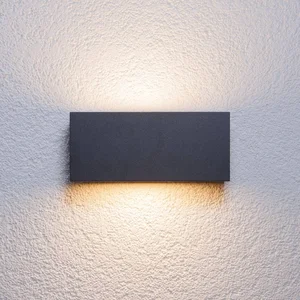 Lucande - Wandlamp buiten - 1licht - Aluminium, kunststof - H: 11 cm - E27 - grafiet pas cher