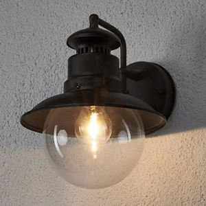 Lindby - Wandlamp buiten - 1licht - glas, ijzer - H: 26.8 cm - E27 - roestbruin, transparant