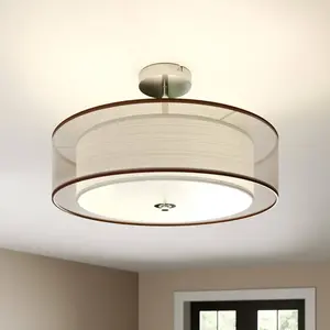 Lindby - plafondlamp - 3lichts - metaal, textiel, glas - H: 27.5 cm - ... pas cher