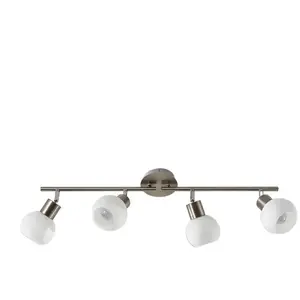 Lindby - plafondlamp - 4 lichts - metaal, glas - H: 16.5 cm - E14 - mat nikkel, opaalwit pas cher