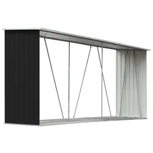 VIDAXL BEST SELLER Abri de stockage à bois Acier galvanisé - 330x84x152cm Anthracite - Accessoire range-bûches - 4012522 pas cher