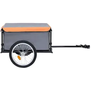 VIDAXL Remorque de bicyclette VENTE-FLASH - Remorque de vélo - gris et orange 65 kg @65130415 pas cher