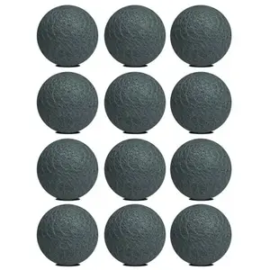 Lot 12 boule tissu décoratif suspendu pour fêtechristms guirlande ornement coloris gris cendré - Diamètre 6 cm -JUANIO pas cher