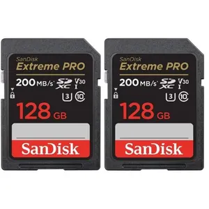 SanDisk 2PCS Carte mémoire SD SDXC 128 Go SanDisk Extreme Pro SDXC UHS-I U3 Class10 jusqu'à 200Mb/s pas cher
