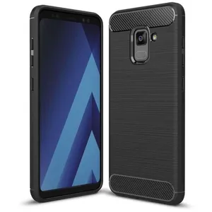 Coque pour Samsung Galaxy A7 (2018) , Coque de Protection avec Absorption de Choc et Fibre de Carbone (Noir) pas cher