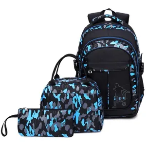 FINDPITAYA Sac a Dos Garcon, Cartable Camouflage Sets de Sacs Scolaires 3 en 1 Gr... pas cher