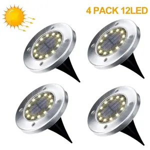 LANGRAY Lampe Solaire Exterieur Jardin 4 Pack 12 led Projecteur Solair...Vendu parmanomano