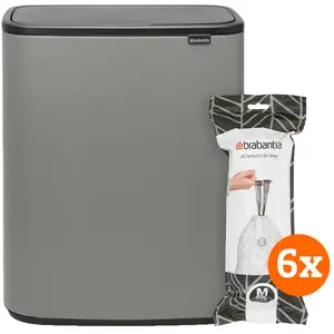 Brabantia Bo Touch Bin 60 Litres Mineral Concrete Grey + Sacs Poubelle (120 pièces)Vendu parcoolblue