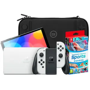 Nintendo Switch OLED Blanc + Nintendo Switch Sports + BlueBuilt Housse... pas cher