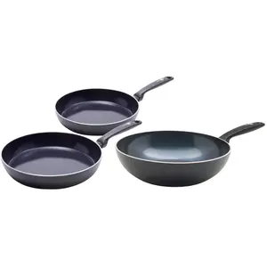 GreenPan Torino Set de Poêles à Frire Céramique 24 + 28 cm + Wok 28 cm pas cher