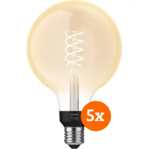 Philips Hue Ampoule à Filament White Globe XL E27 - 2023 - Lot de 5 pas cher