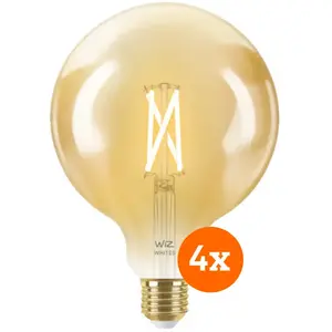 WiZ Ampoule à Filament Connectée Globe XL Lot de 4 - Lumière Blanche Chaude à Lumière Blanche Froide - E27