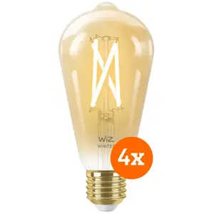 WiZ Ampoule à Filament Connectée Edison Lot de 4 - Lumière Blanche Chaude à Lumière Blanche Froide - E27 pas cher