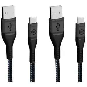 BlueBuilt USB-A vers USB-C Cable 1,5 m Kevlar Noir Lot de 2 pas cher