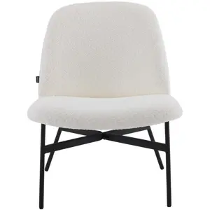 HOMIFAB Fauteuil Petra bouclé beige pas cher