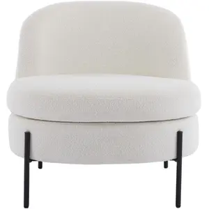 HOMIFAB Fauteuil Vianney bouclé beige pas cher