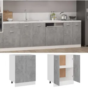 VIDAXL  Winter SaleTOP Placard suisine Gris - Meuble bas Lyon Gris béton 60x46x815cm - bois dingénierie PRO99088 pas cher