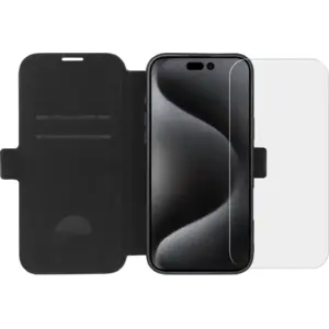 BlueBuilt Apple iPhone 16 Pro Max Book Case Cuir Noir + Protège-écran Verre pas cher