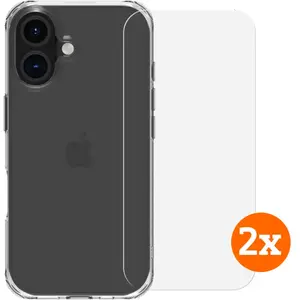 BlueBuilt Protective Back Cover iPhone 16 Transparent + Protège-écran Verre Lot de 2Vendu parcoolblue