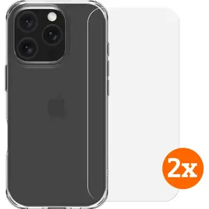 BlueBuilt Protective Back Cover iPhone 16 Pro Transparent + Protège-écran Verre Lot de 2Vendu parcoolblue