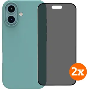BlueBuilt Back Cover iPhone 16 Vert + Protège-écran avec Filtre de Confidentialité Verre Lot de 2 pas cher