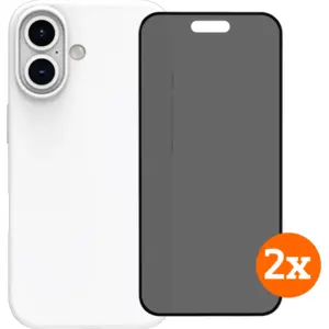 BlueBuilt Back Cover iPhone 16 Blanc + Protège-écran avec Filtre de Confidentialité Verre Lot de 2 pas cher