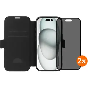 BlueBuilt Apple iPhone 17 Book Case Cuir Noir + BlueBuilt Protège-écra...
