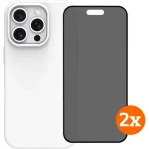 BlueBuilt Back Cover iPhone 16 Pro Blanc + Protège-écran avec Filtre de Confidentialité Verre Lot de 2 pas cher