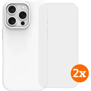 BlueBuilt Back Cover iPhone 16 Pro Blanc + Protège-écran Verre Lot de 2 pas cher