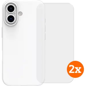 BlueBuilt Back Cover iPhone 16 Blanc + Protège-écran Verre Lot de 2Vendu parcoolblue