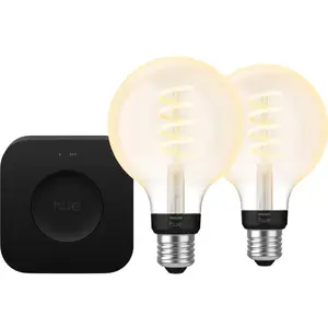 Philips Hue Filament White Ambiance Globe Lot de 2 + Bridge Pro pas cher
