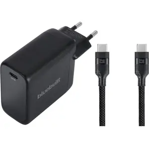 BlueBuilt Chargeur 100 W GaN USB-C Noir + Câble USB-C 240 W 2 m Nylon Noir  pas cher