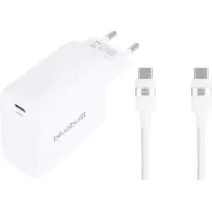 BlueBuilt Chargeur 100 W GaN USB-C Blanc + Câble USB-C 240 W 2 m Nylon Blanc  pas cher